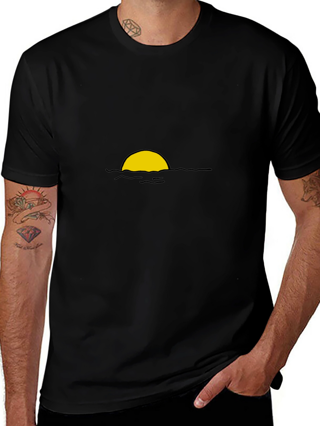 Sunset Graphic Tee - Black Cotton Blend Casual Wear