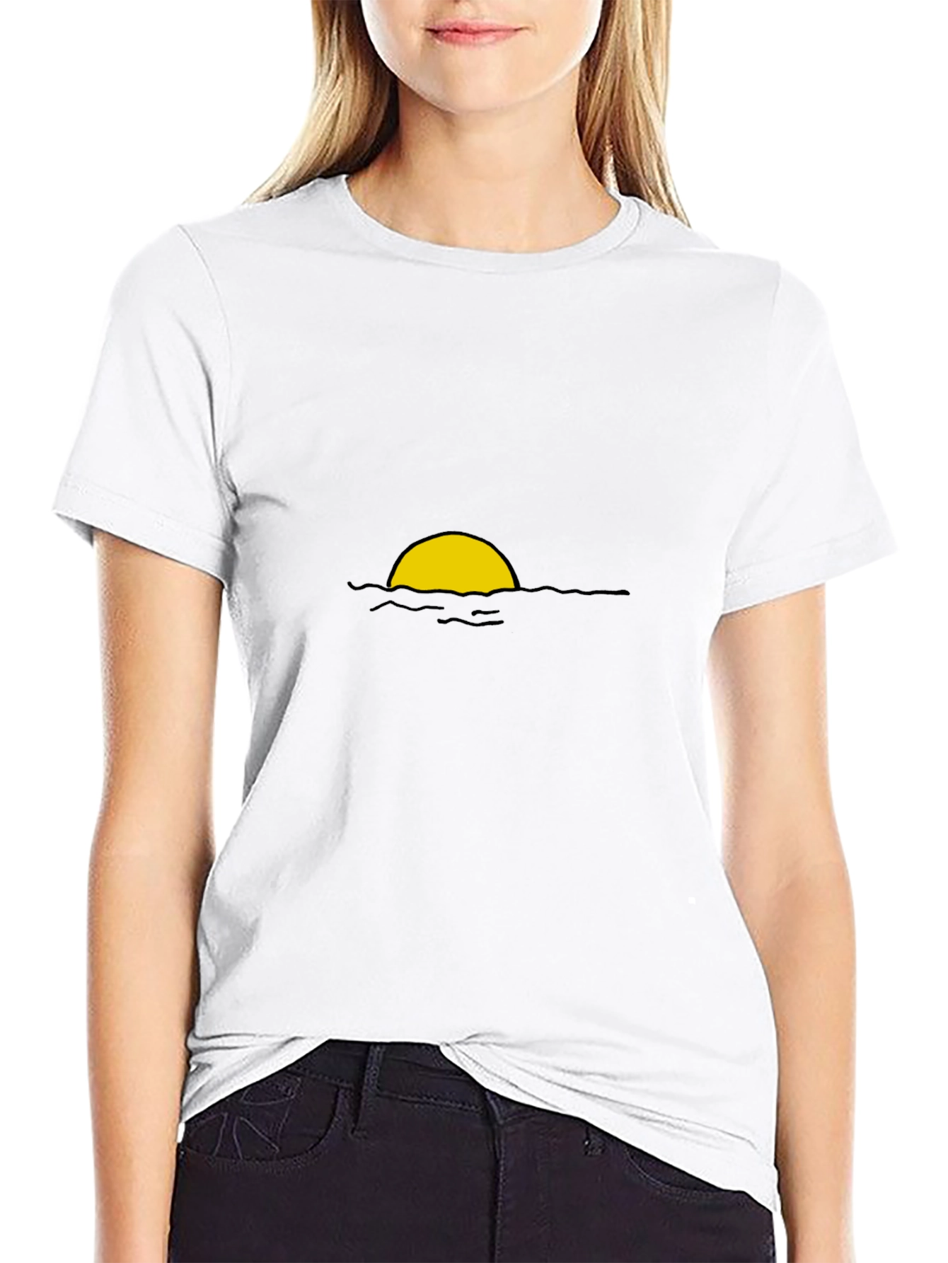 Sunset Graphic Tee - Black Cotton Blend Casual Wear