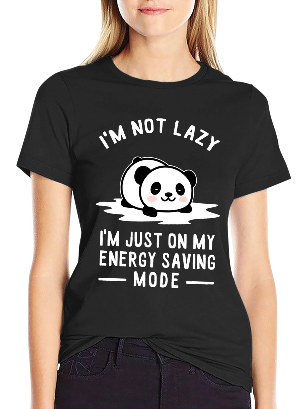 Lazy Panda Energy Saving Mode Graphic T-Shirt