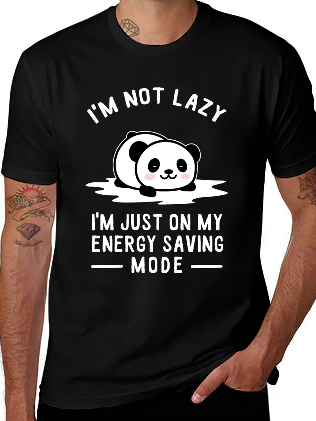 Lazy Panda Energy Saving Mode Graphic T-Shirt