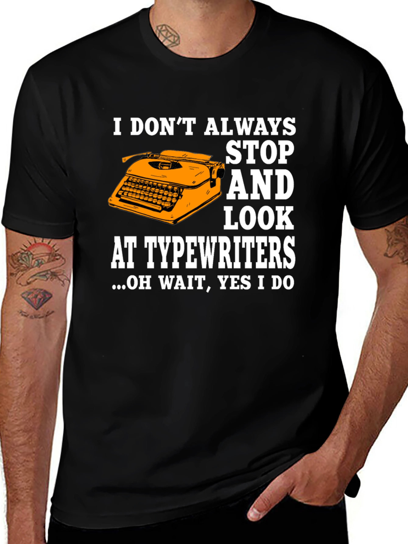 Funny Typewriter T-Shirt: I Stop and Look