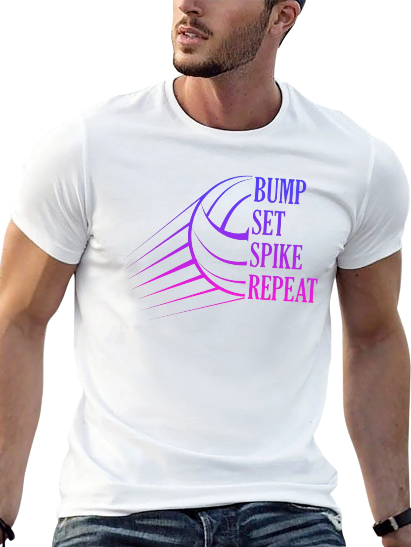 Volleyball Bump Set Spike Repeat Graphic T-Shirt