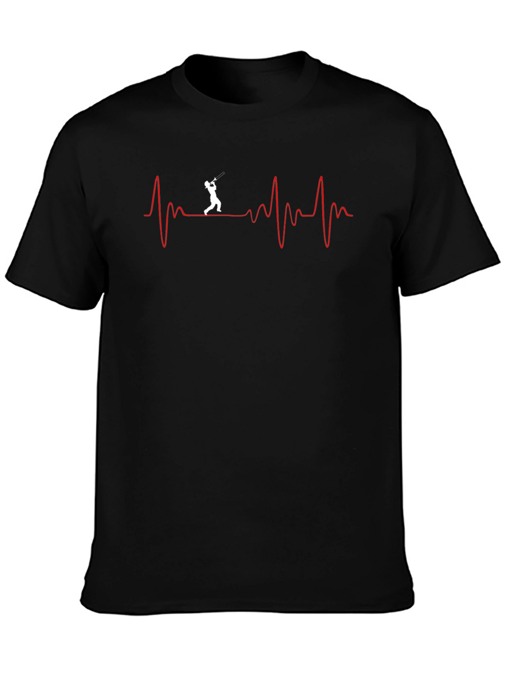 Baseball Heartbeat Graphic Tee - Black