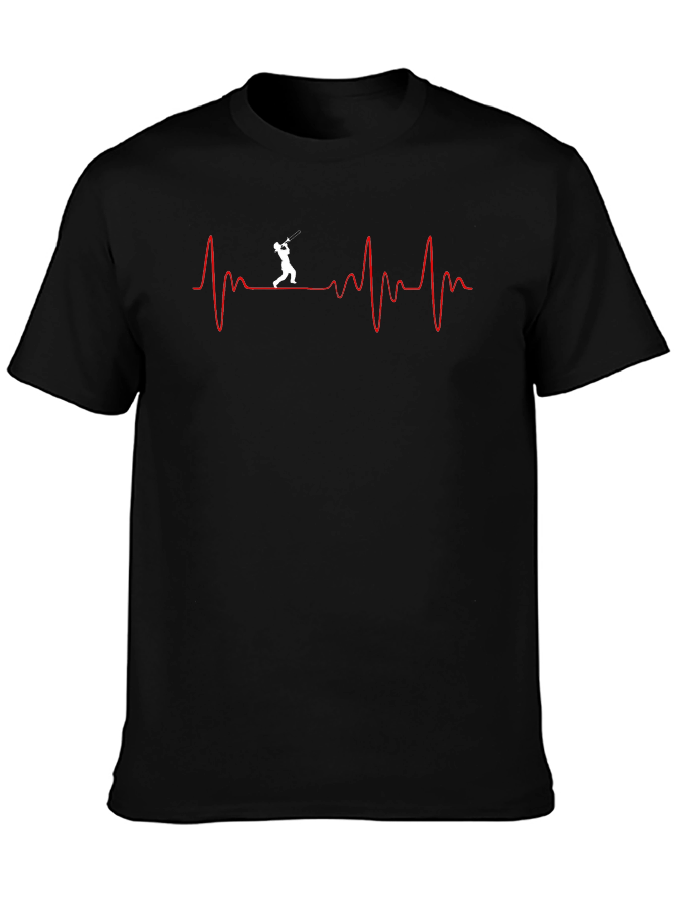 Baseball Heartbeat Graphic Tee - Black