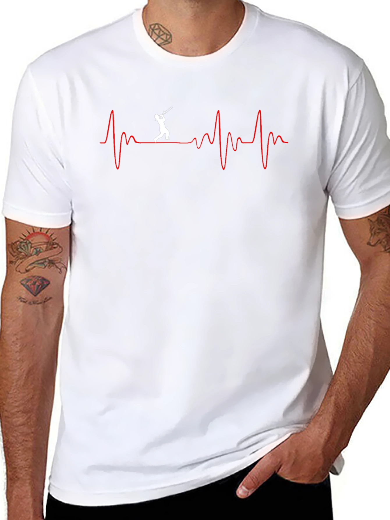 Baseball Heartbeat Graphic Tee - Black