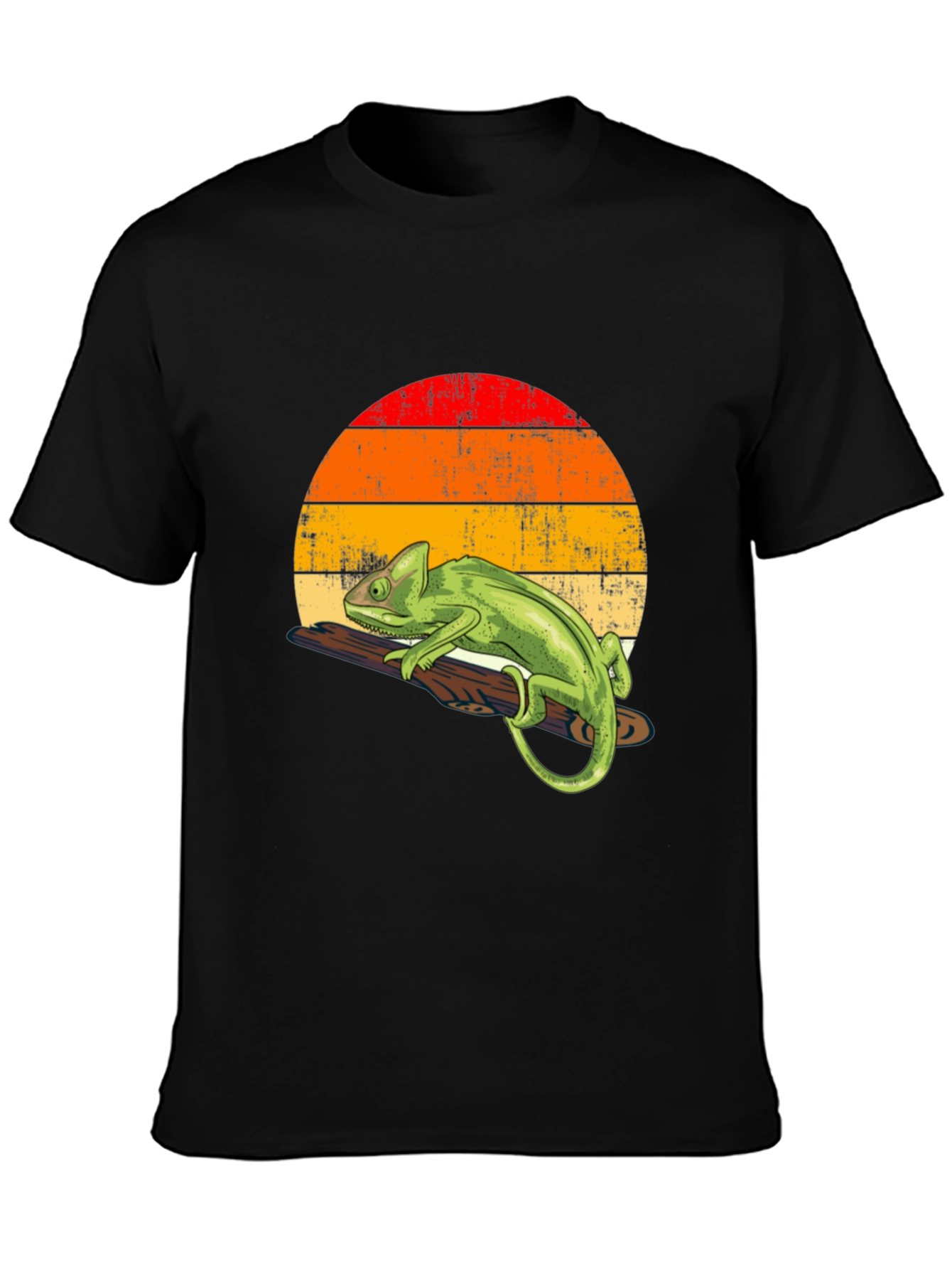 Retro Chameleon Graphic Tee - Cool Lizard Sunset Design
