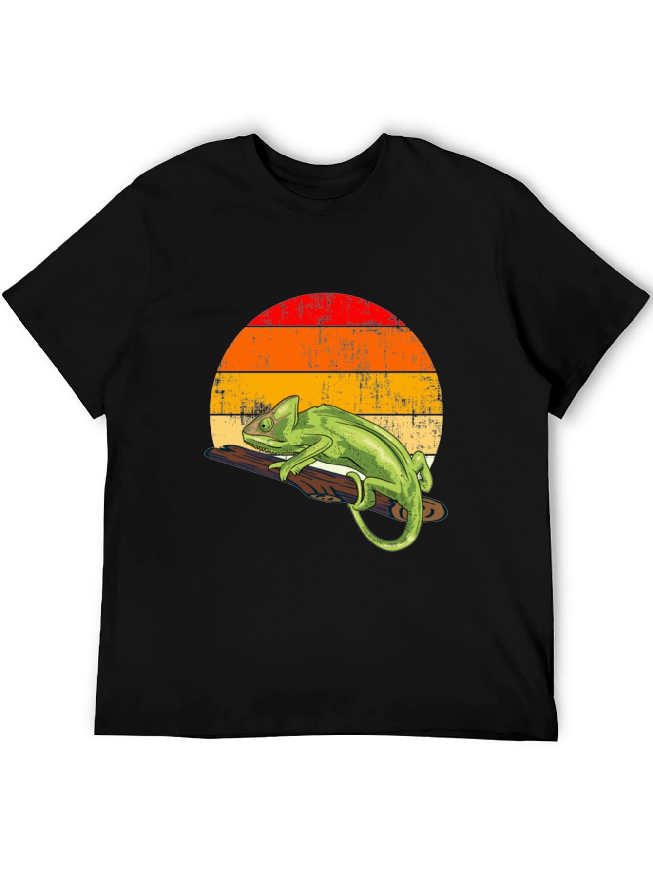 Retro Chameleon Graphic Tee - Cool Lizard Sunset Design