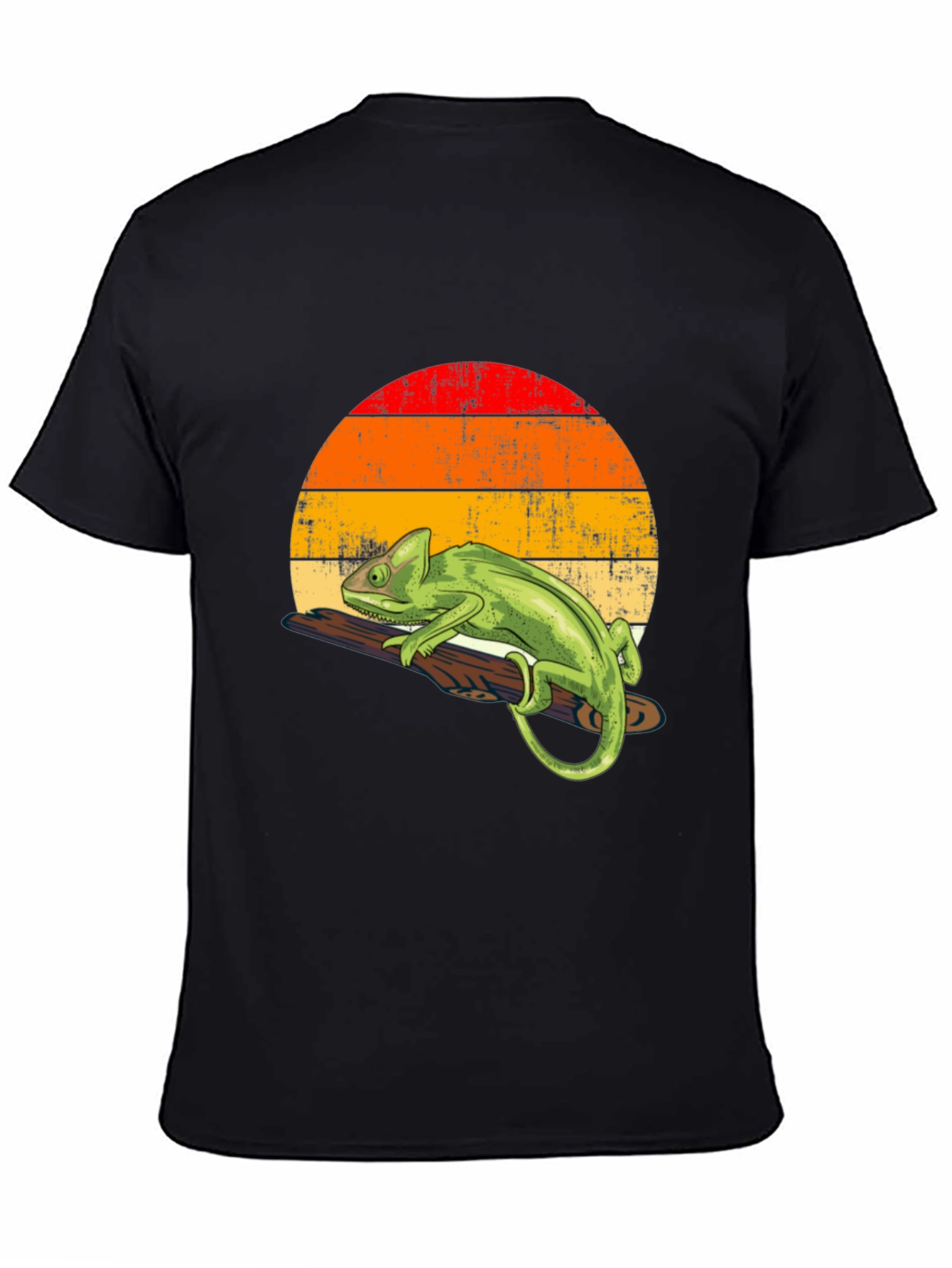 Retro Chameleon Graphic Tee - Cool Lizard Sunset Design