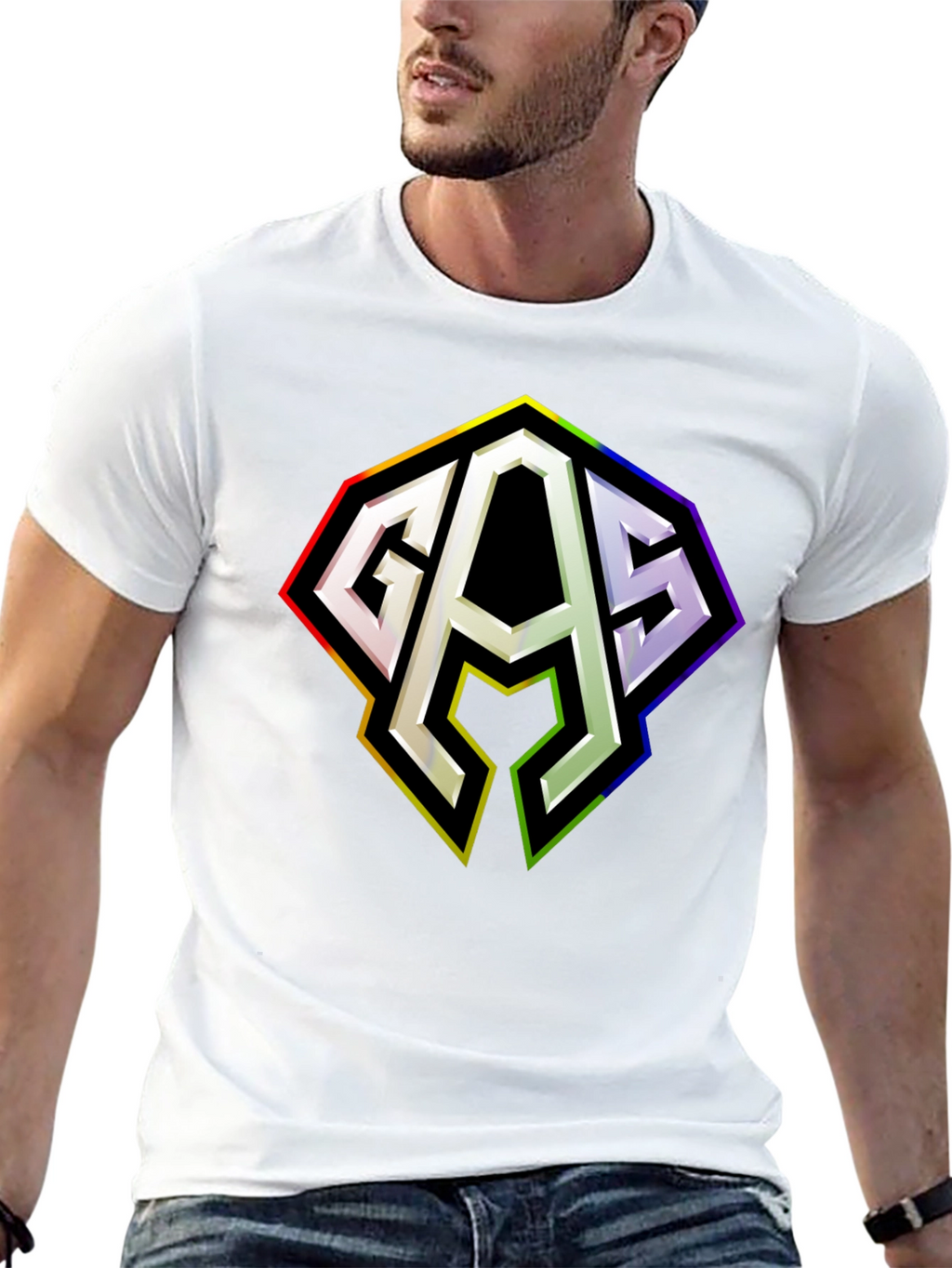 GAS Rainbow Logo Black T-Shirt