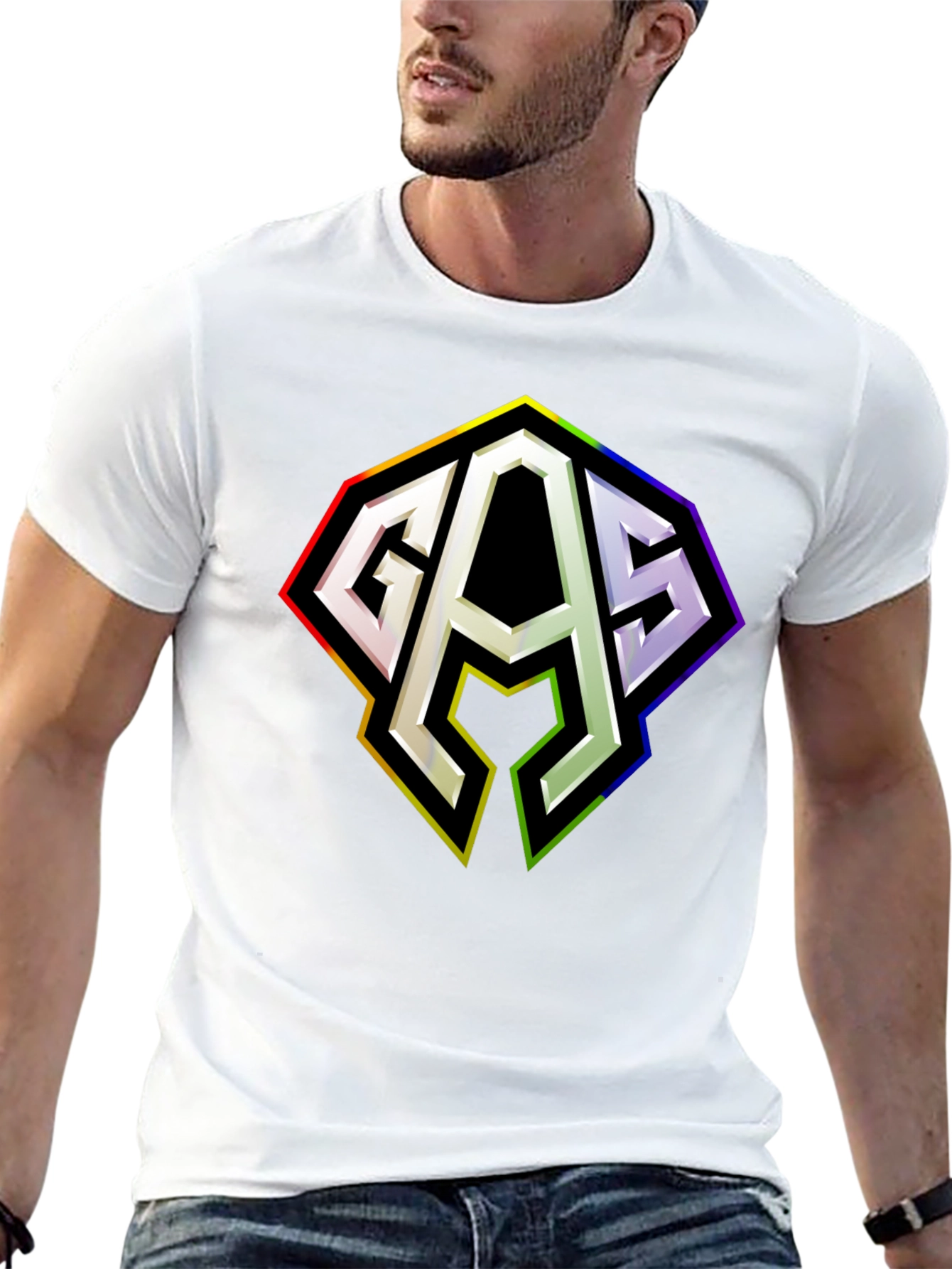 GAS Rainbow Logo Black T-Shirt