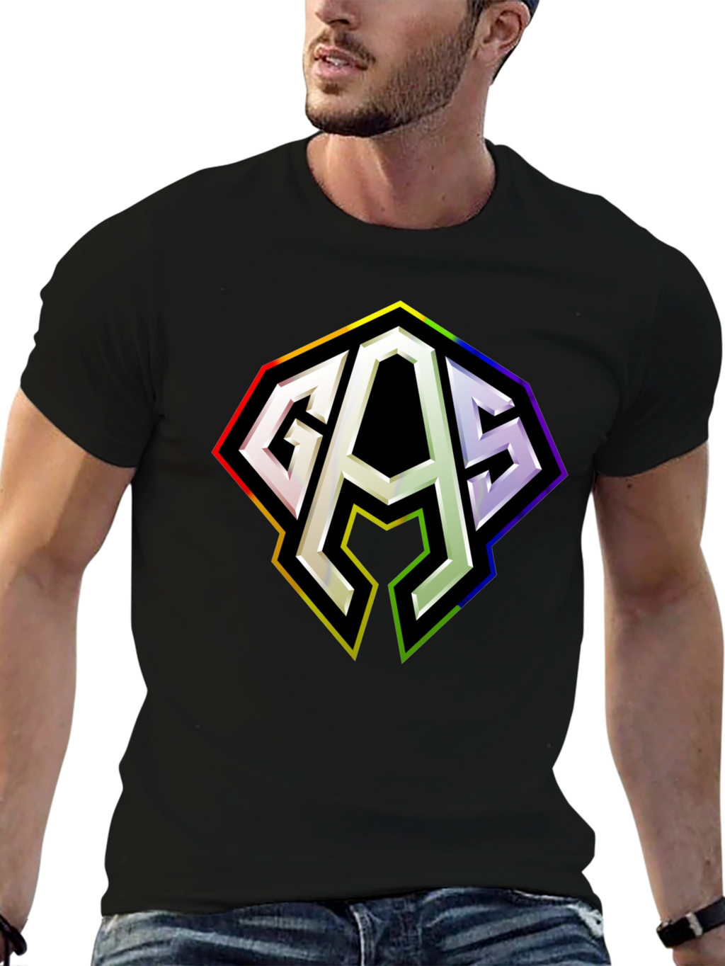 GAS Rainbow Logo Black T-Shirt
