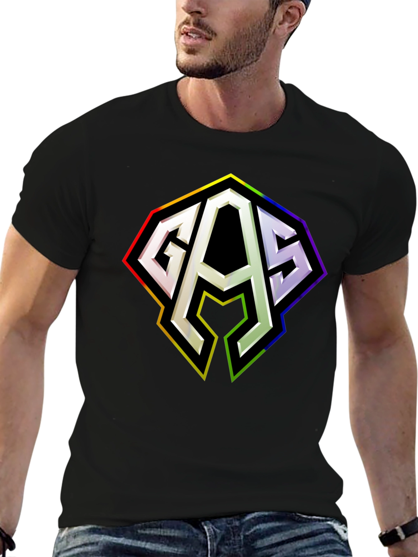 GAS Rainbow Logo Black T-Shirt
