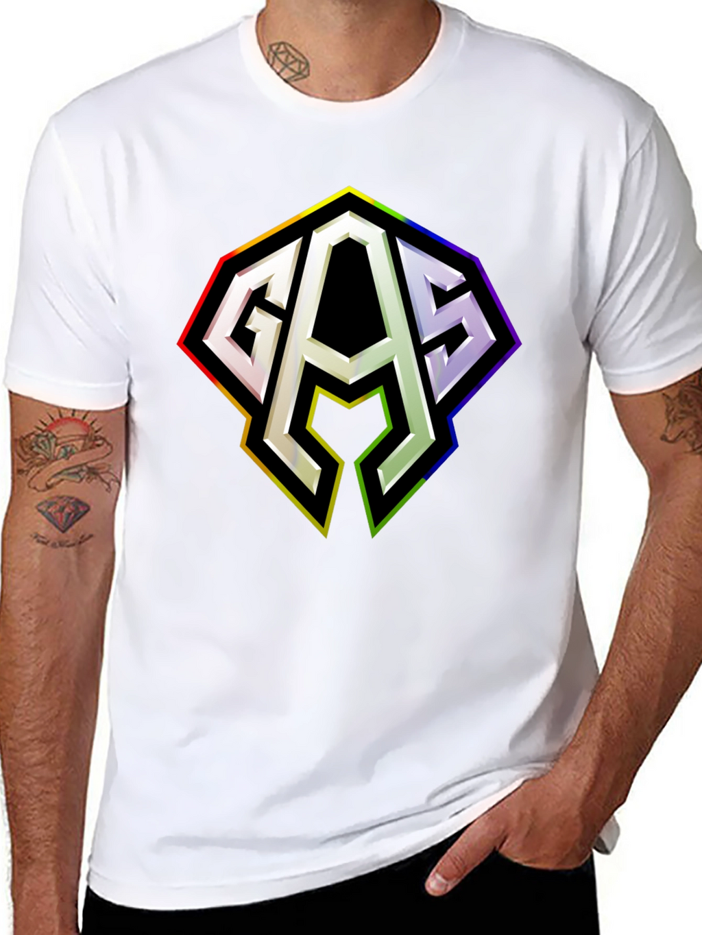 GAS Rainbow Logo Black T-Shirt