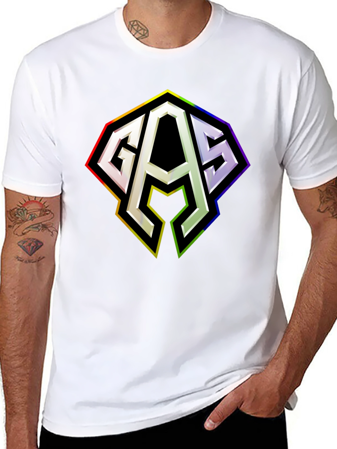 GAS Rainbow Logo Black T-Shirt
