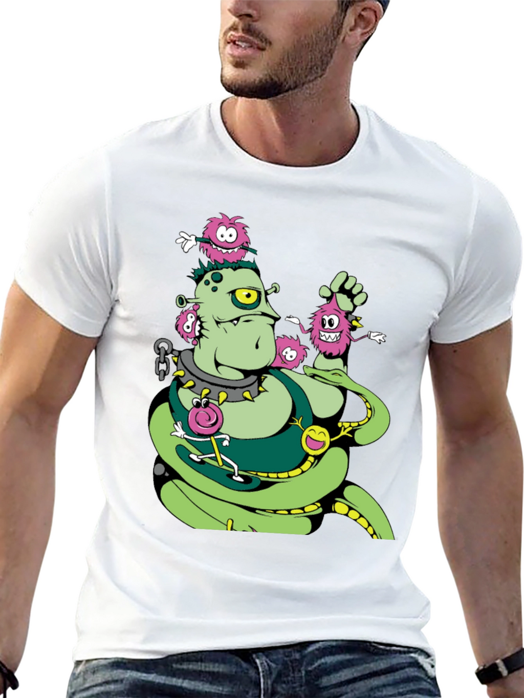 Monster Graphic Print Crew Neck T-Shirt