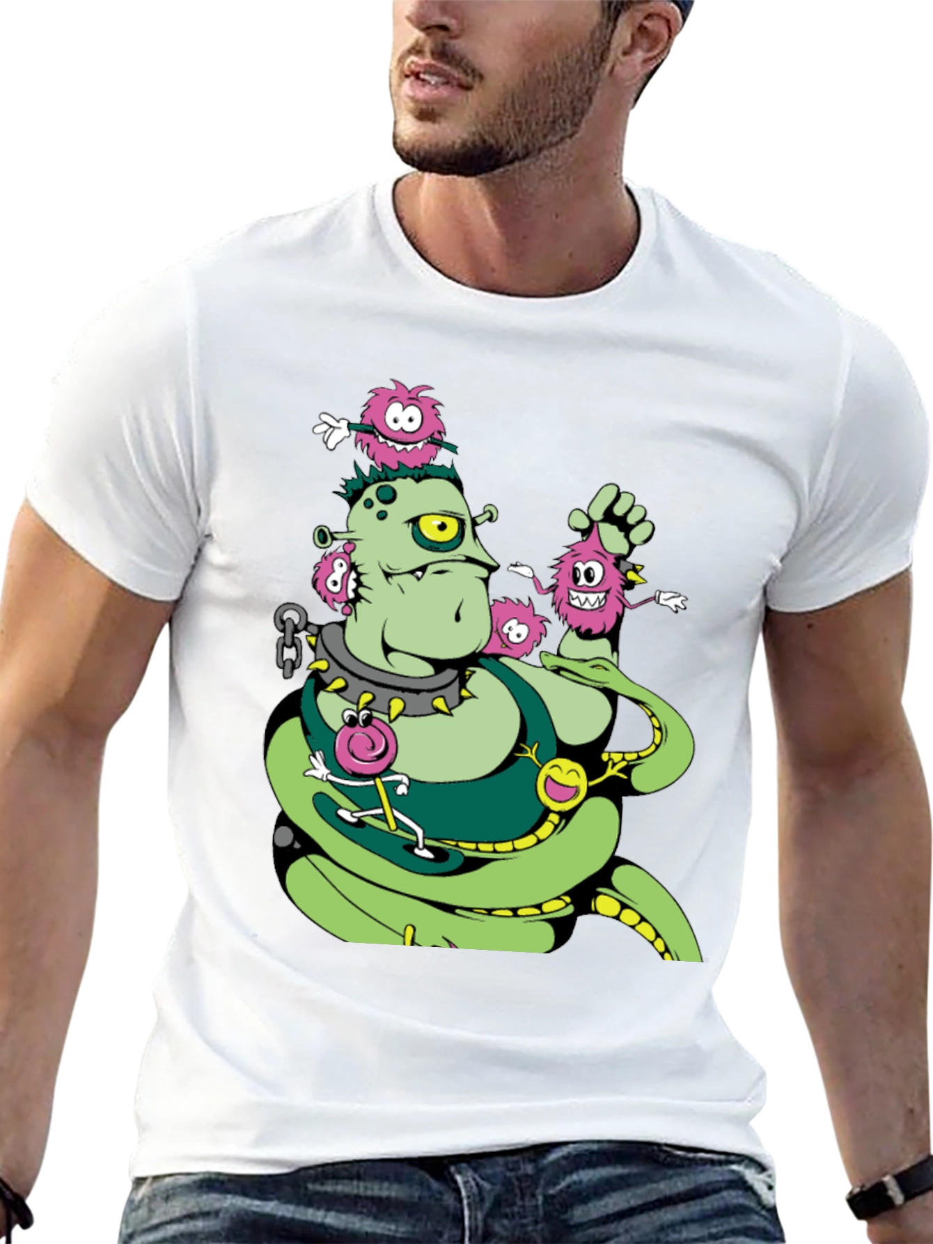 Monster Graphic Print Crew Neck T-Shirt