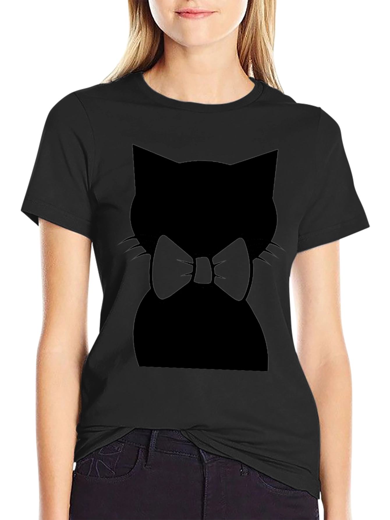 Black Cat Bowtie T-Shirt - Stylish Mens Tee