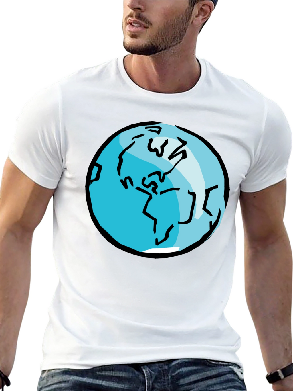 Earth Graphic Tee - Black Cotton T-Shirt