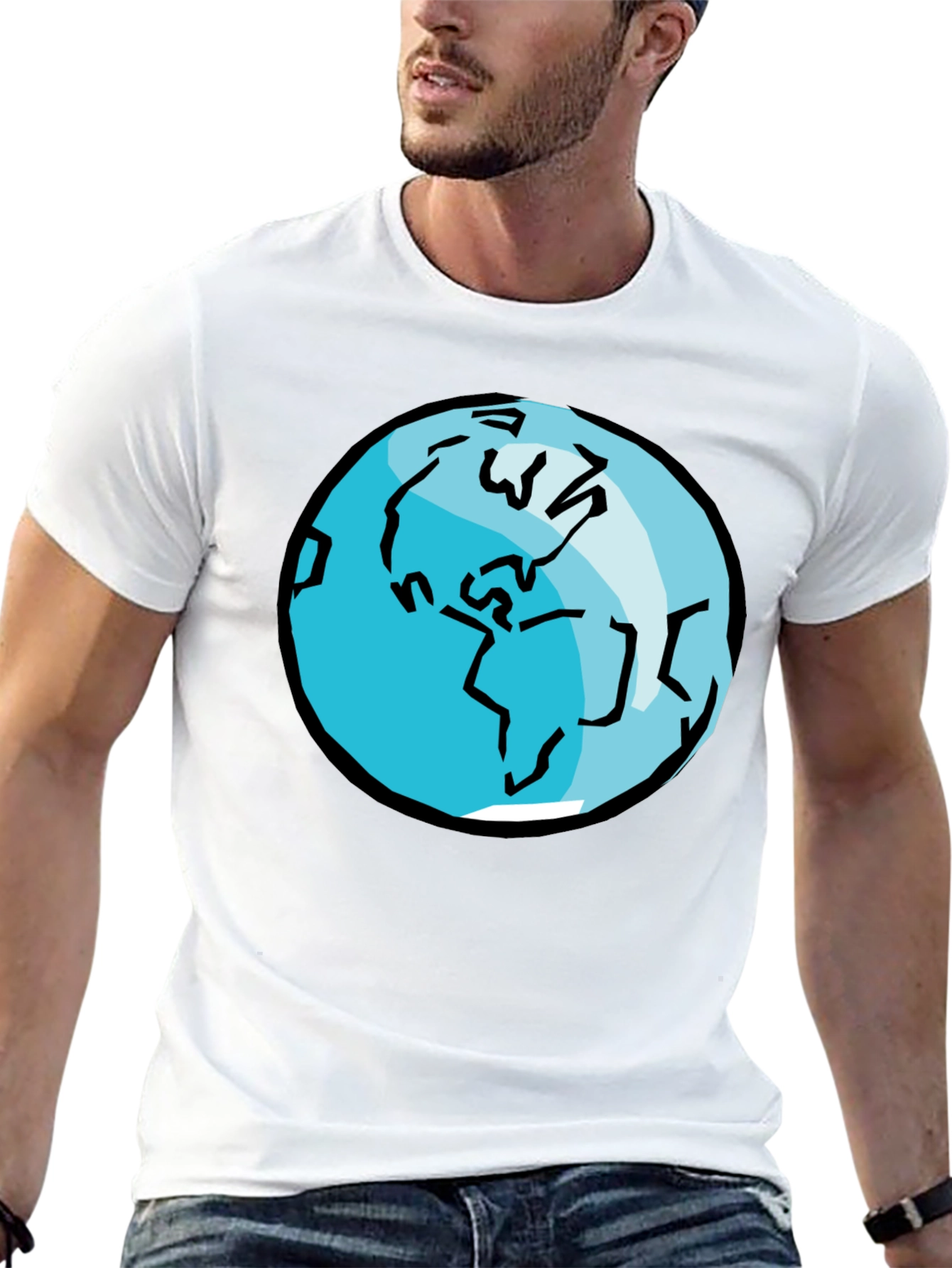 Earth Graphic Tee - Black Cotton T-Shirt