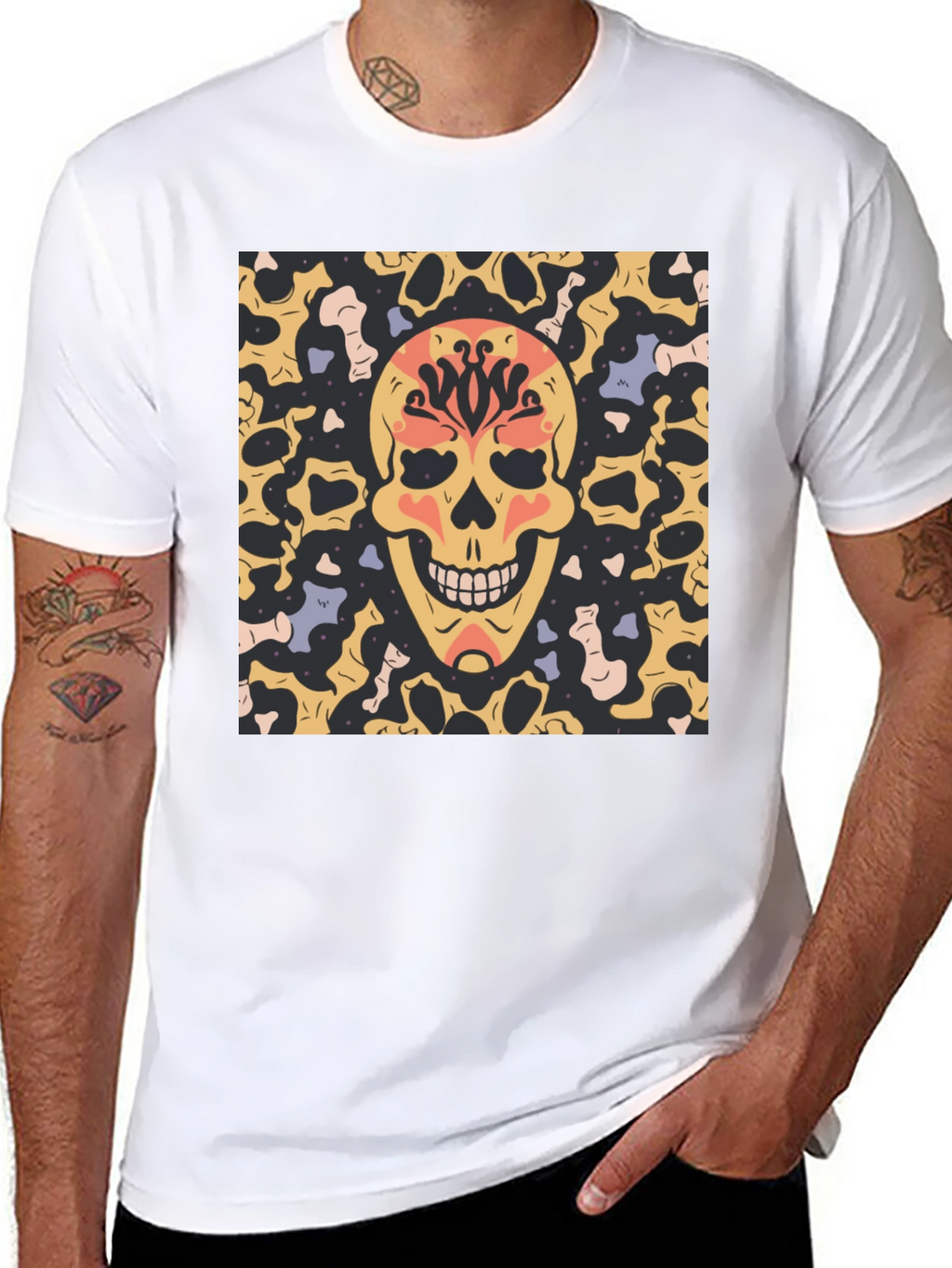 Skull Graphic Print T-Shirt - Black