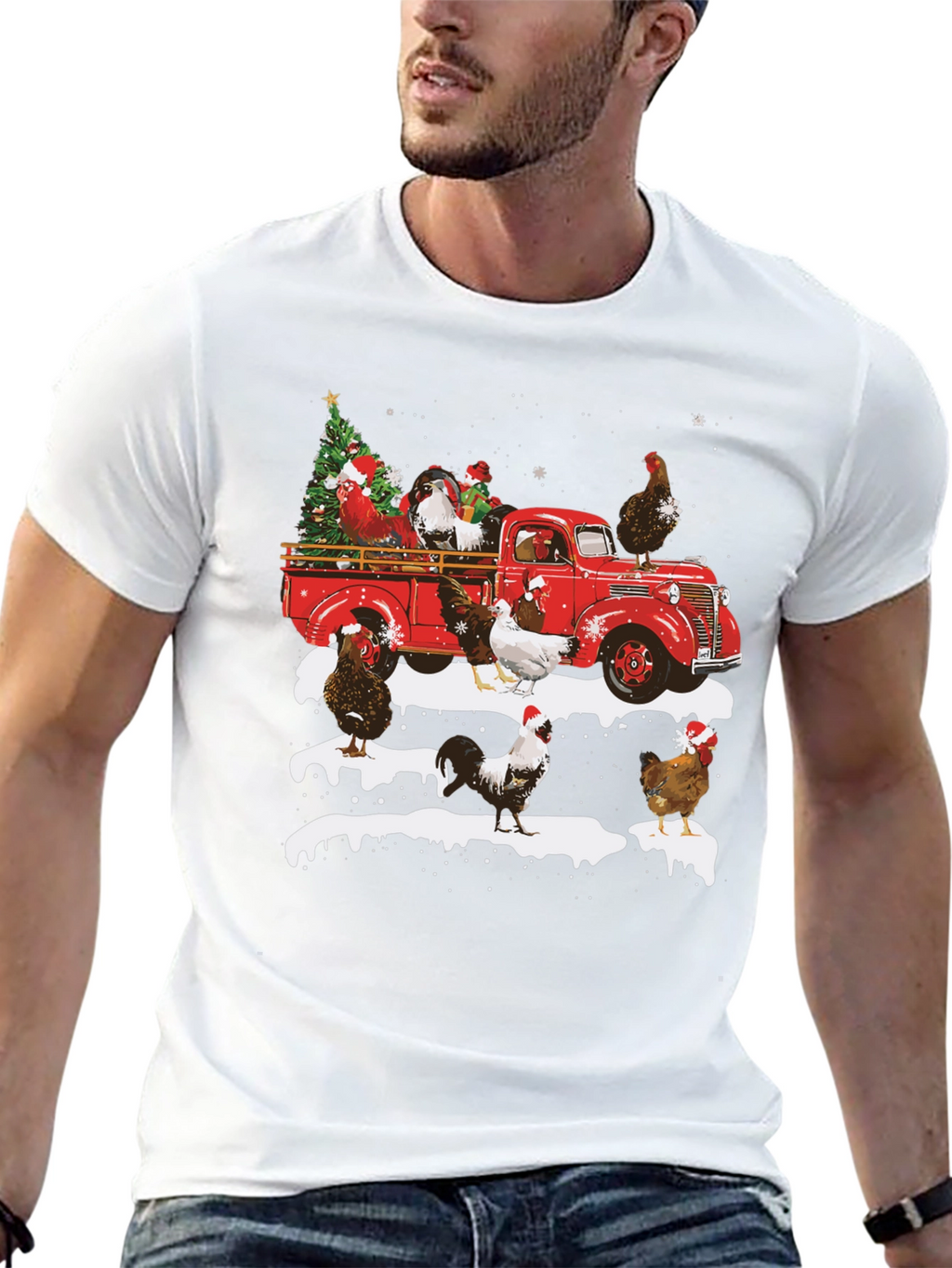 Festive Chicken Truck Graphic Tee