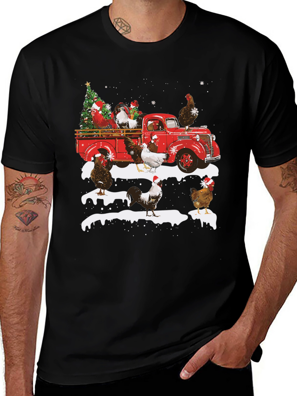 Festive Chicken Truck Graphic Tee