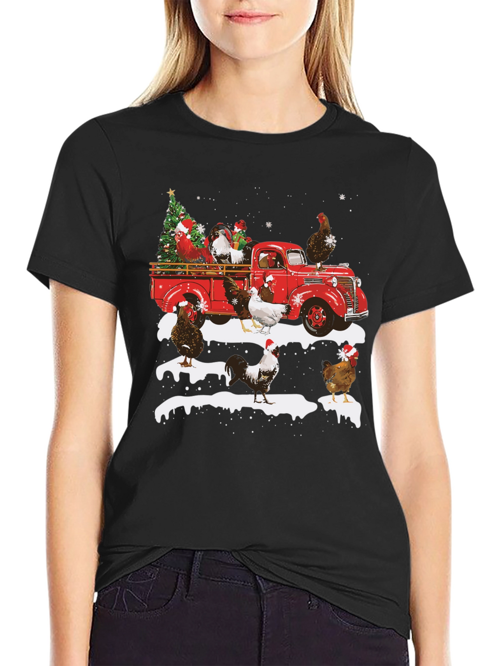 Festive Chicken Truck Graphic Tee