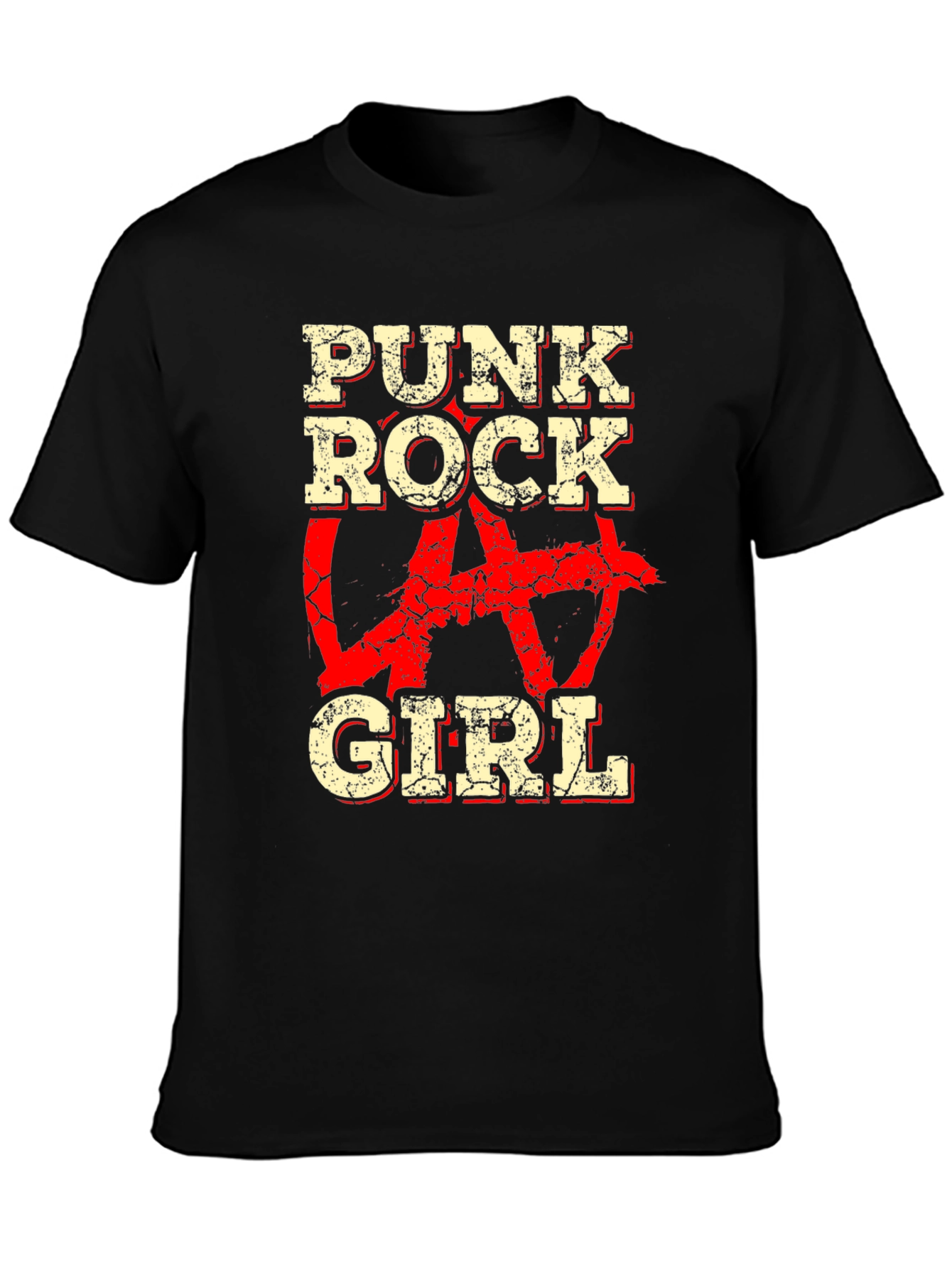 Punk Rock Girl Graphic T-Shirt - Distressed Anarchy Tee