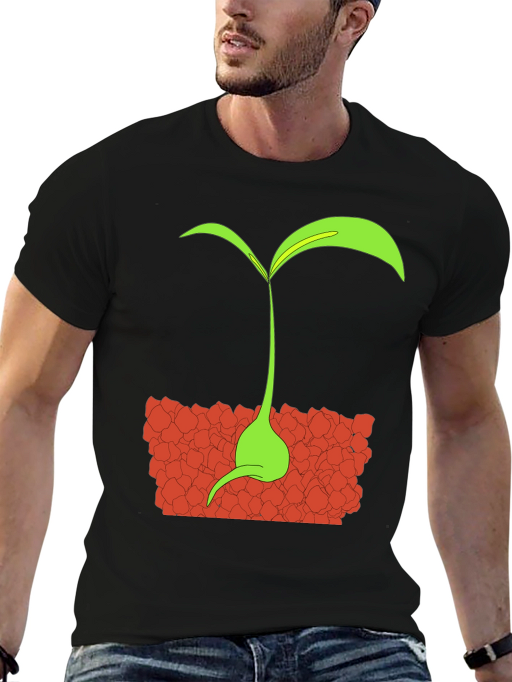Sprout Graphic Tee - Black Cotton T-Shirt