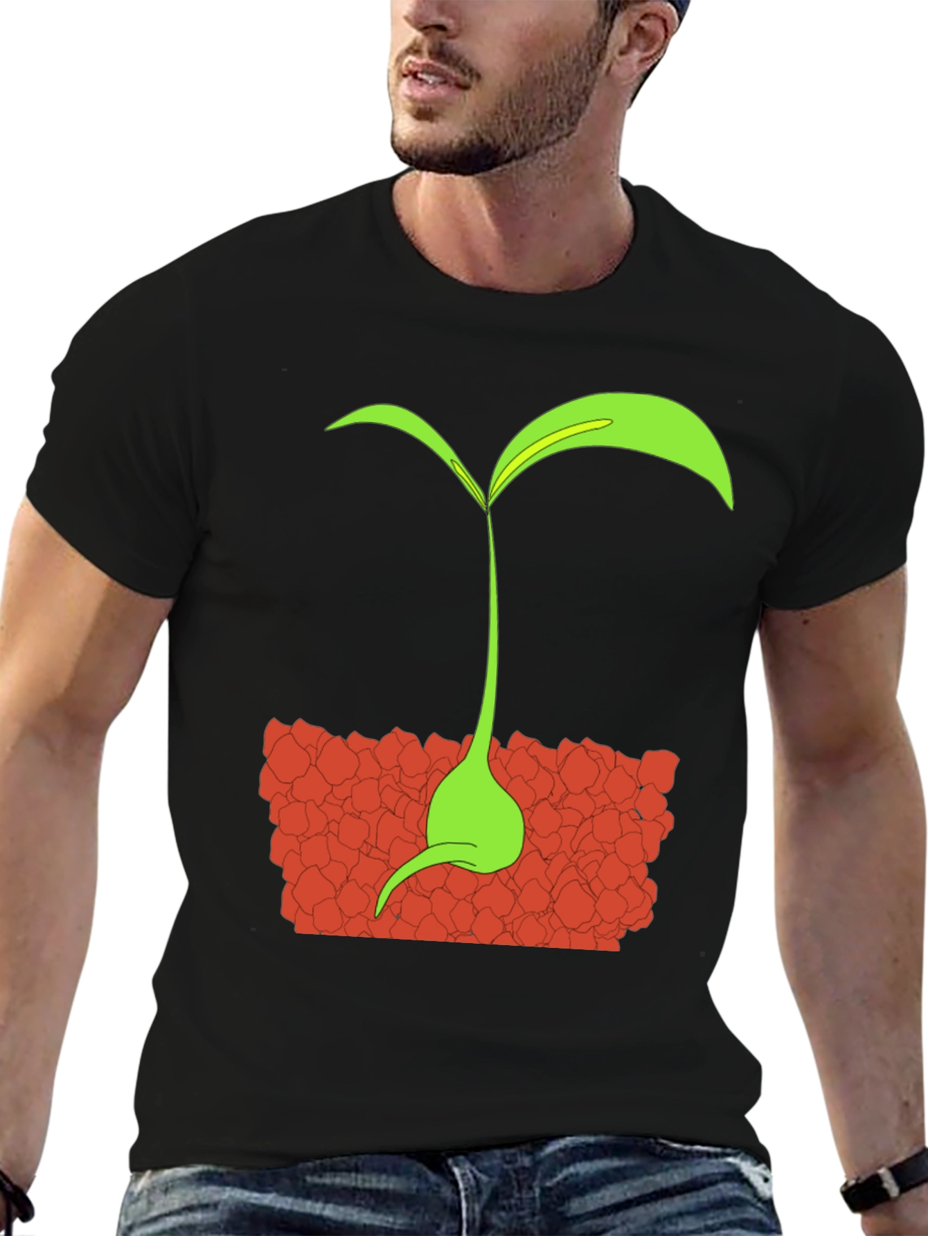 Sprout Graphic Tee - Black Cotton T-Shirt