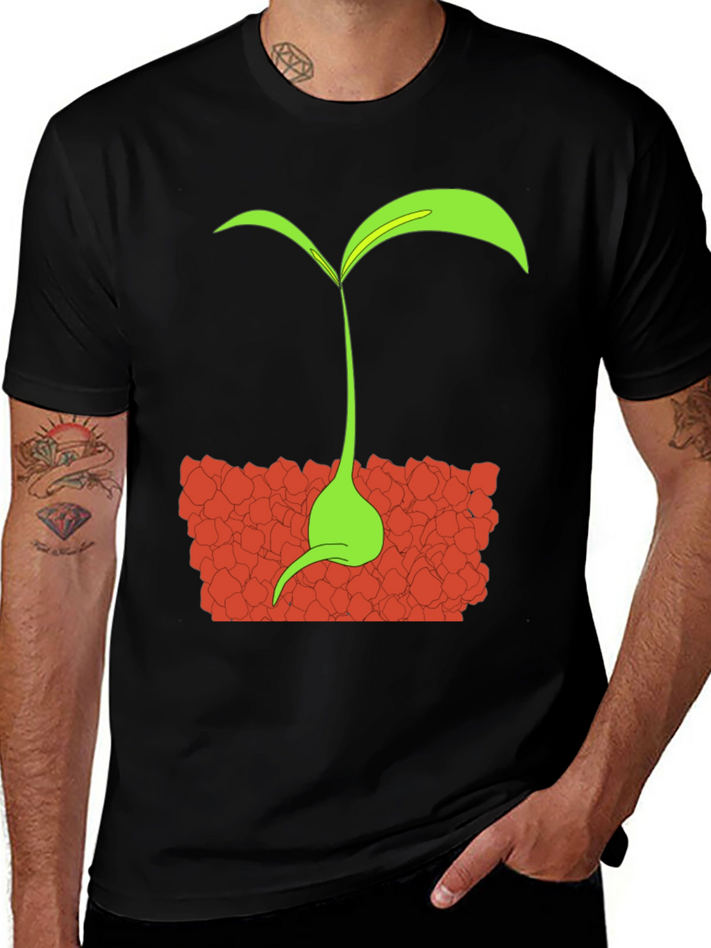 Sprout Graphic Tee - Black Cotton T-Shirt