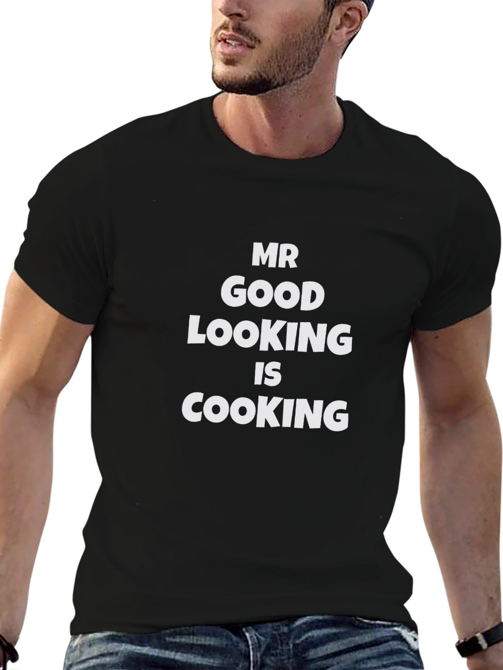 Mr Good Looking is Cooking - Black T-Shirt
