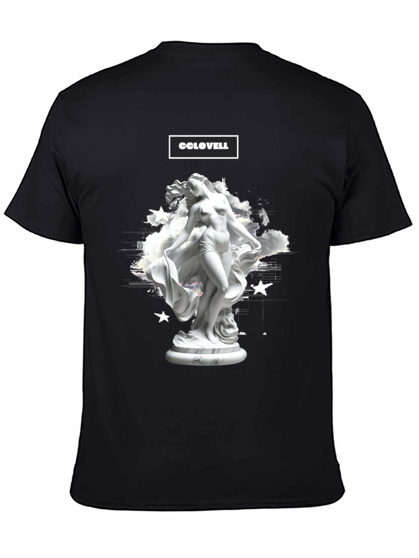 CCLOVELL Statue Graphic Tee - Black Cotton Blend Shirt