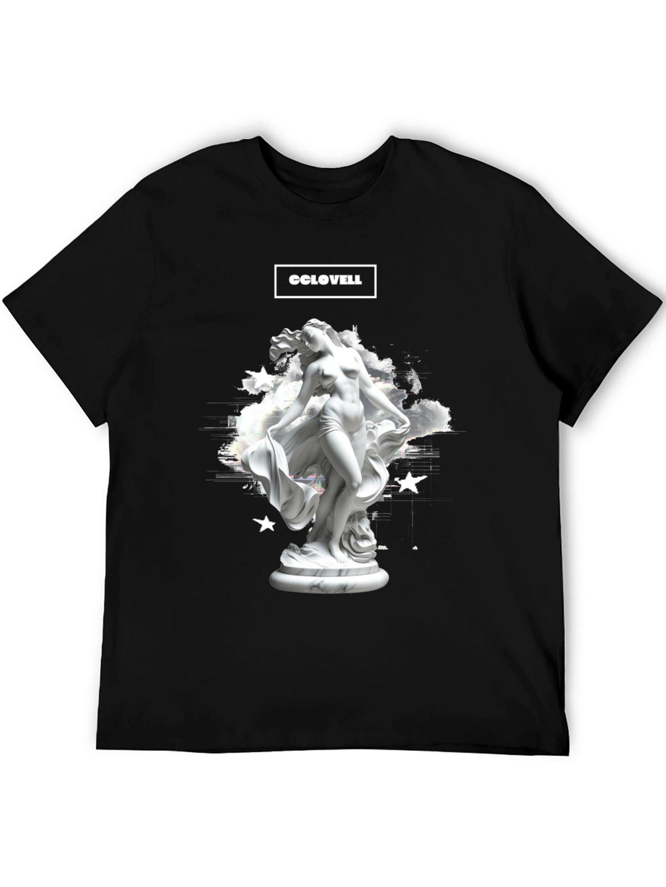 CCLOVELL Statue Graphic Tee - Black Cotton Blend Shirt
