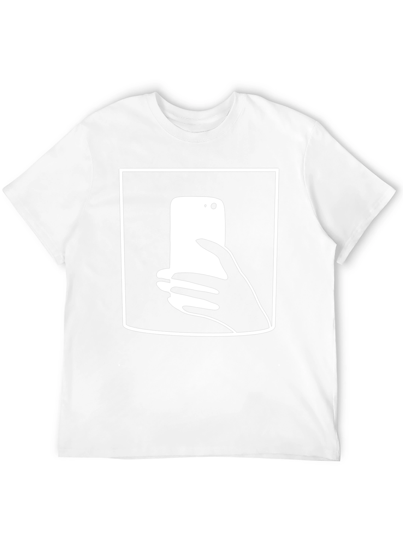 Modern Graphic Tee - Hand Holding Phone