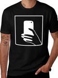 Modern Graphic Tee - Hand Holding Phone
