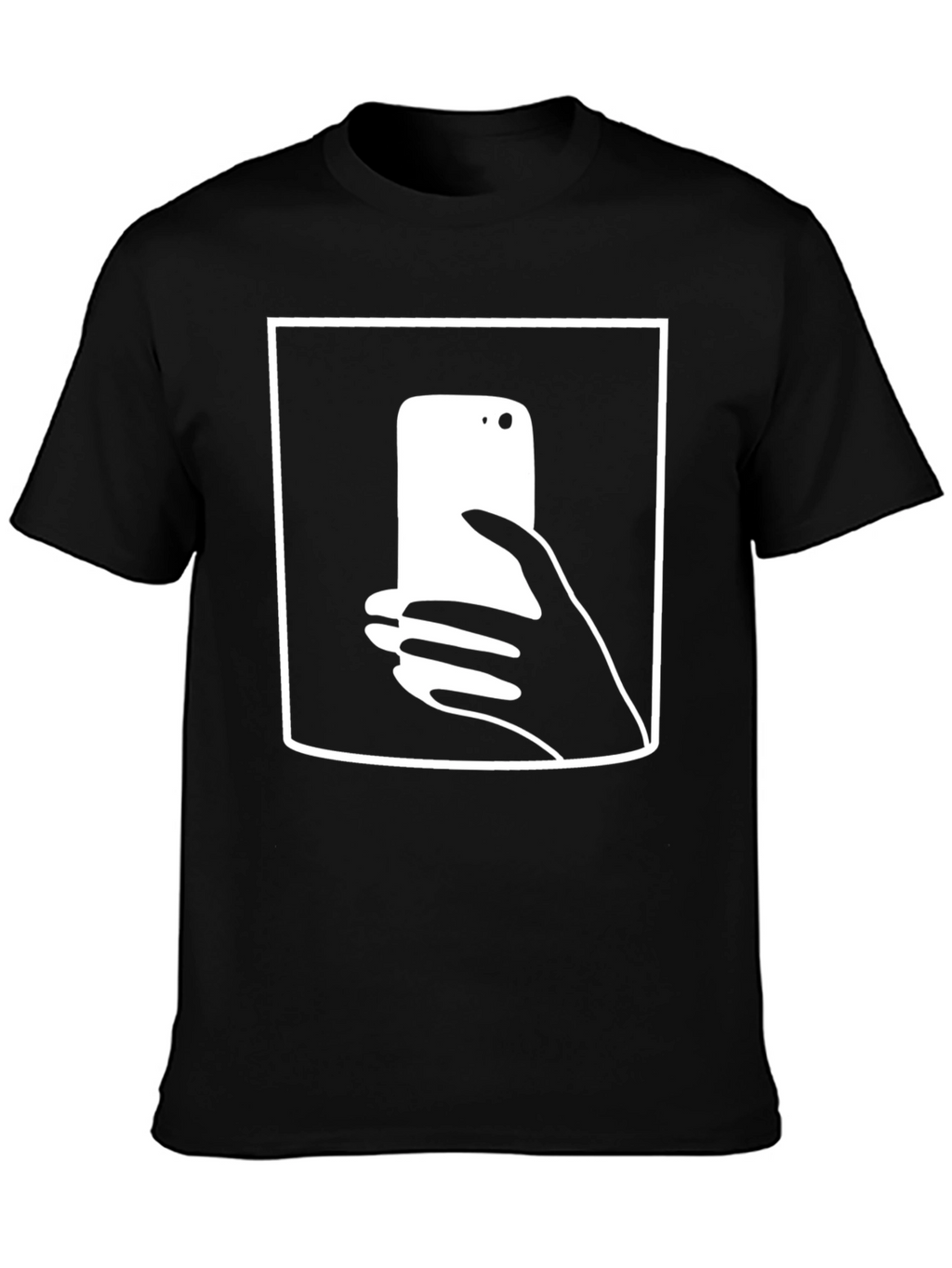 Modern Graphic Tee - Hand Holding Phone