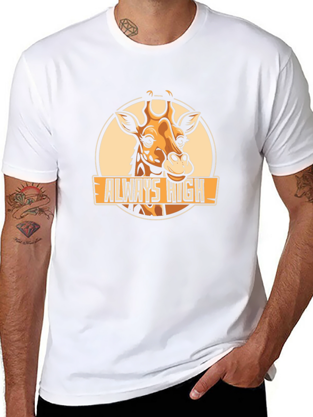 Always High Giraffe Black Graphic T-Shirt