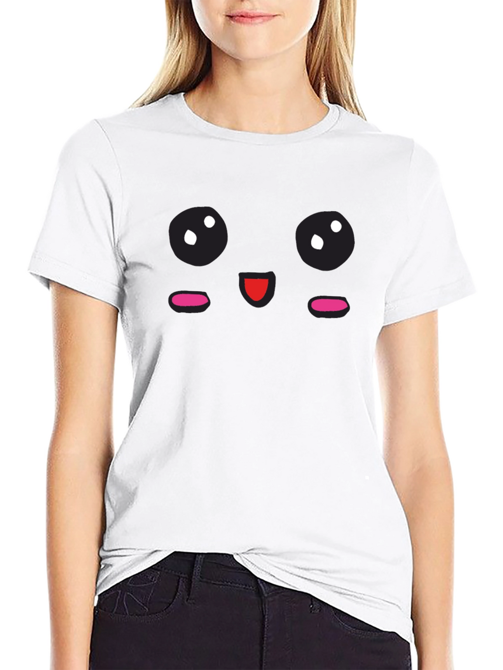 Cute Face Graphic Black T-Shirt