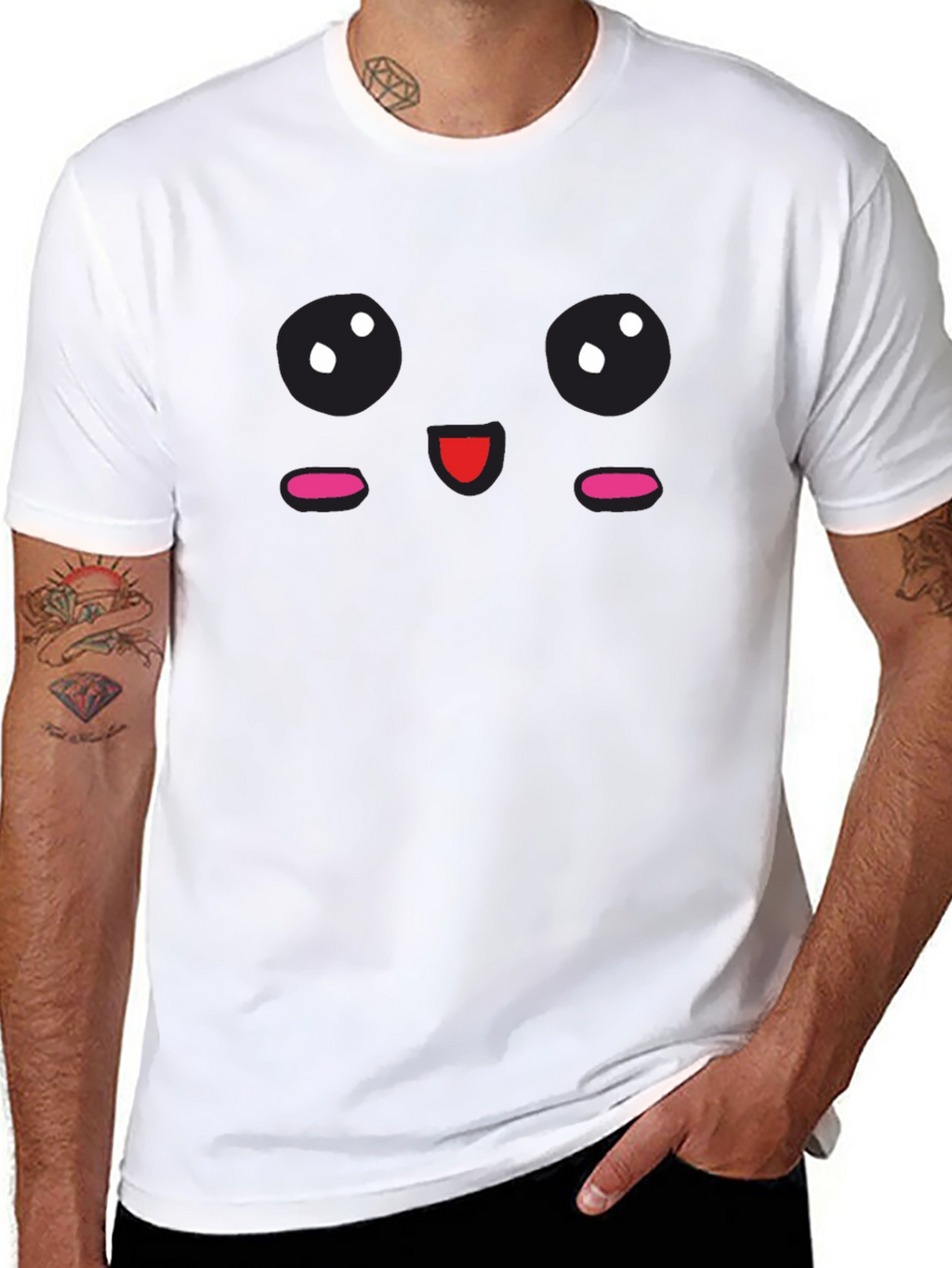 Cute Face Graphic Black T-Shirt