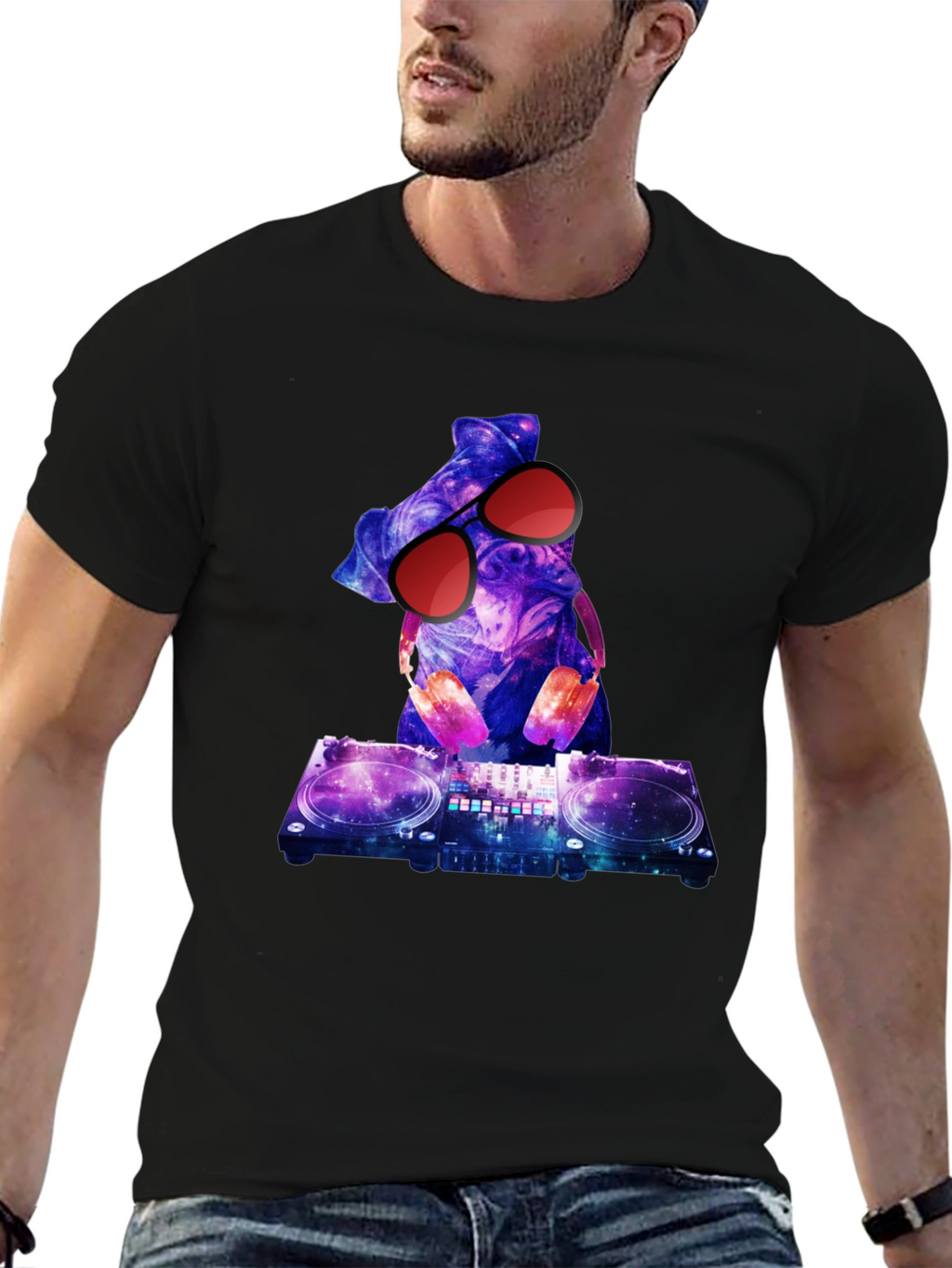 DJ Pug T-Shirt - Galaxy Design