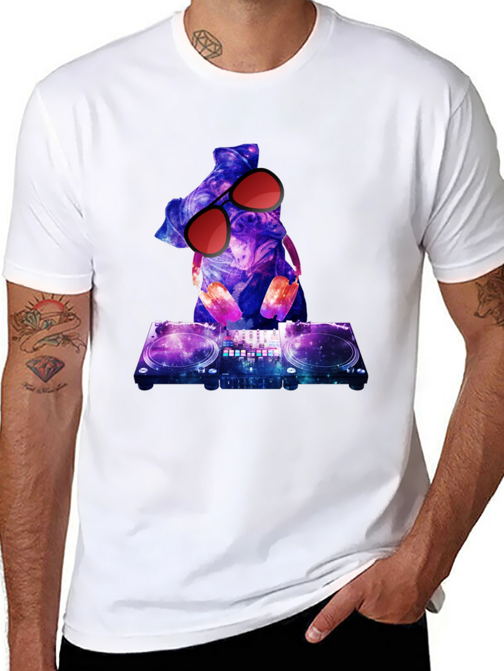 DJ Pug T-Shirt - Galaxy Design