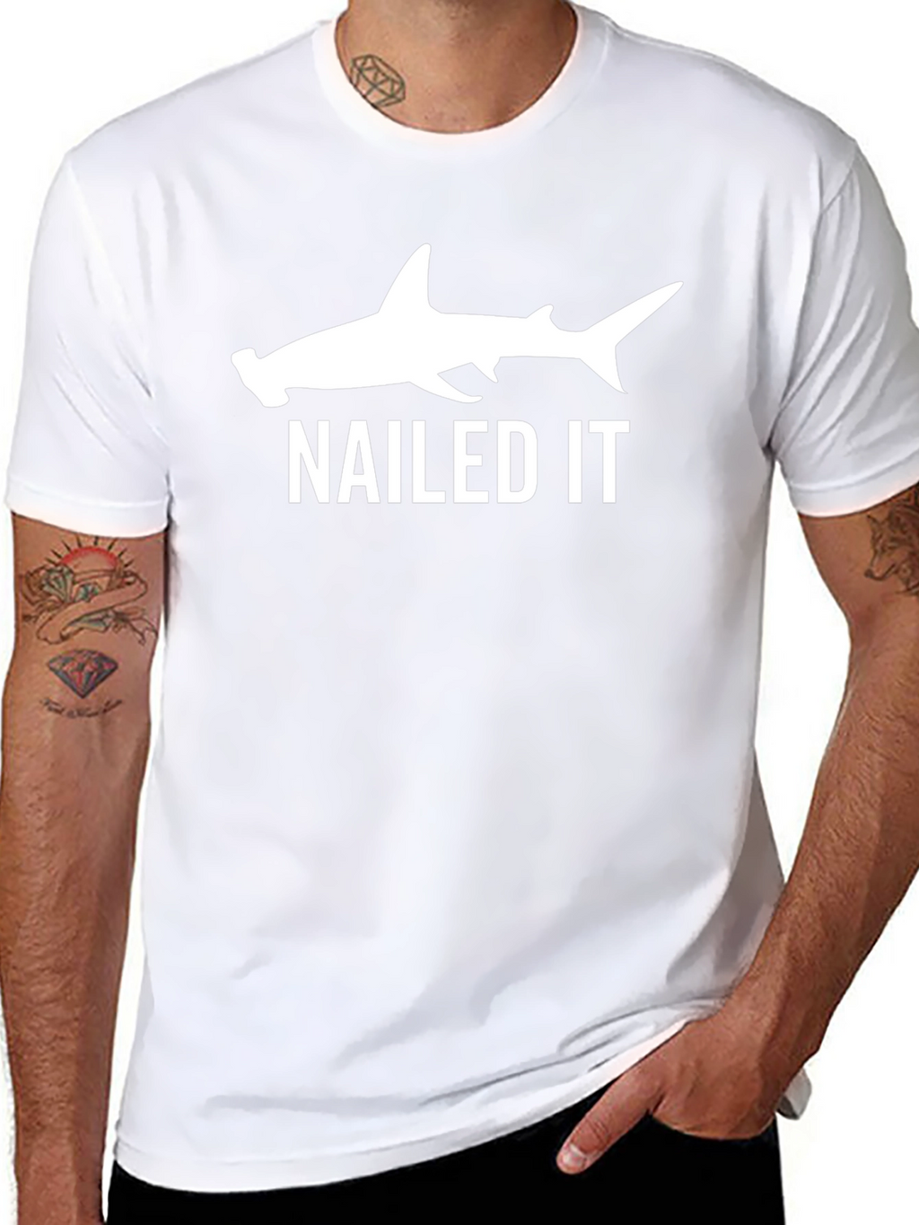 Hammerhead Shark Nailed It Funny Black T-Shirt