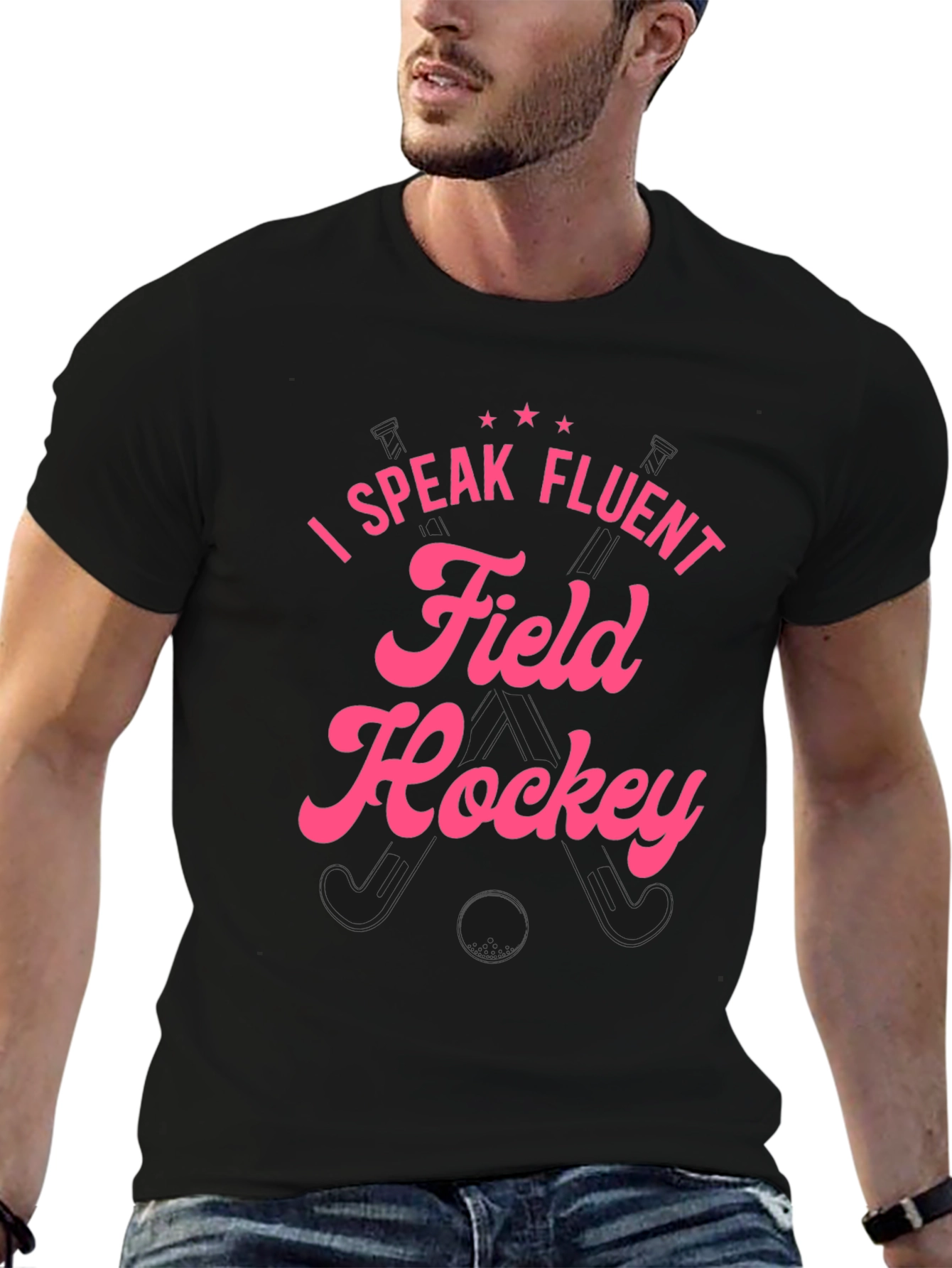 I Speak Fluent Field Hockey Black T-Shirt