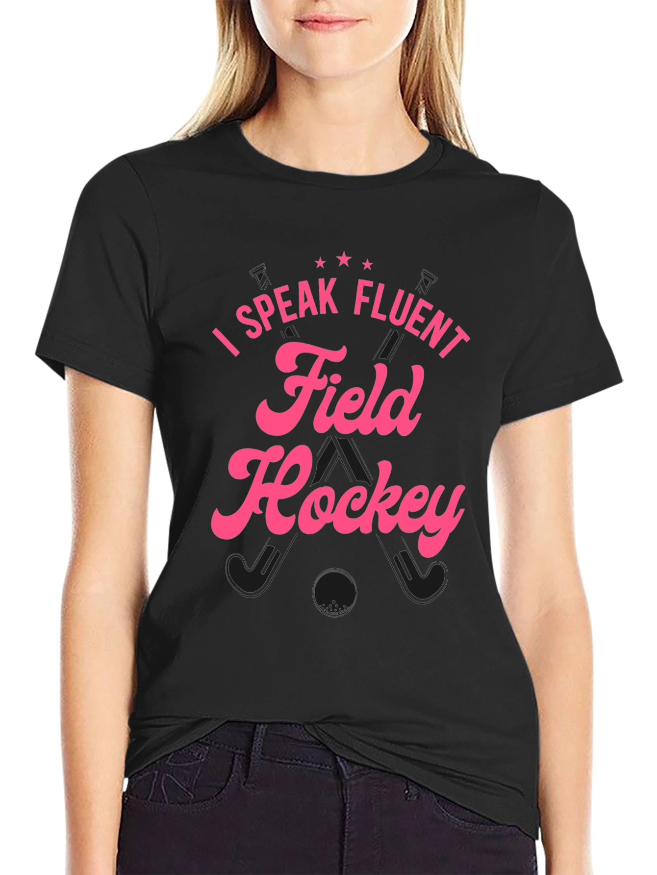 I Speak Fluent Field Hockey Black T-Shirt