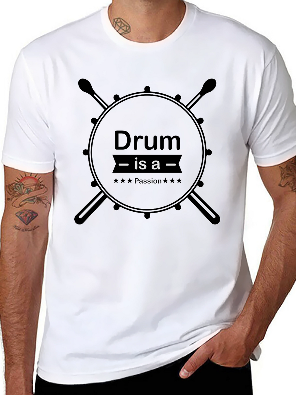 Drum is a Passion Mens Black T-Shirt