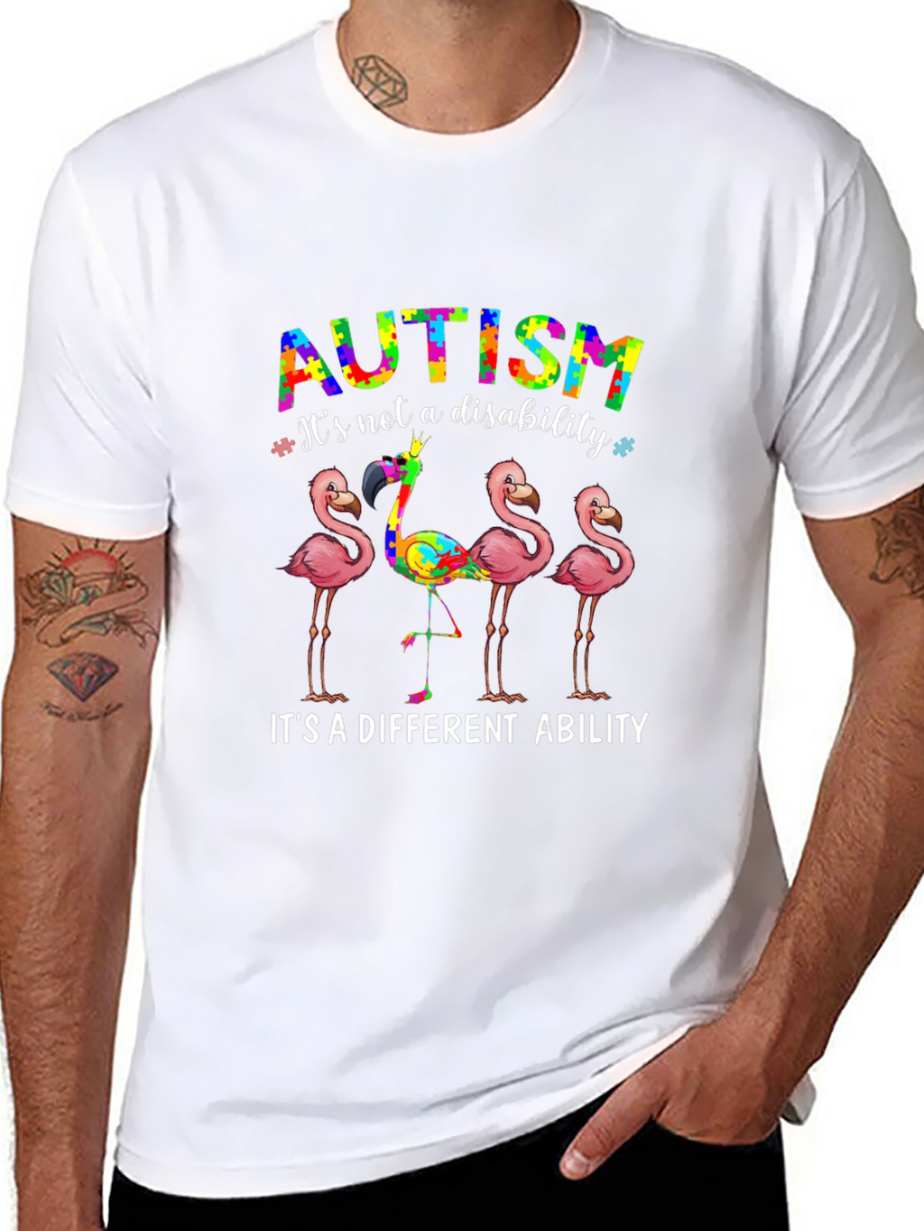 Autism Awareness Flamingo Graphic T-Shirt