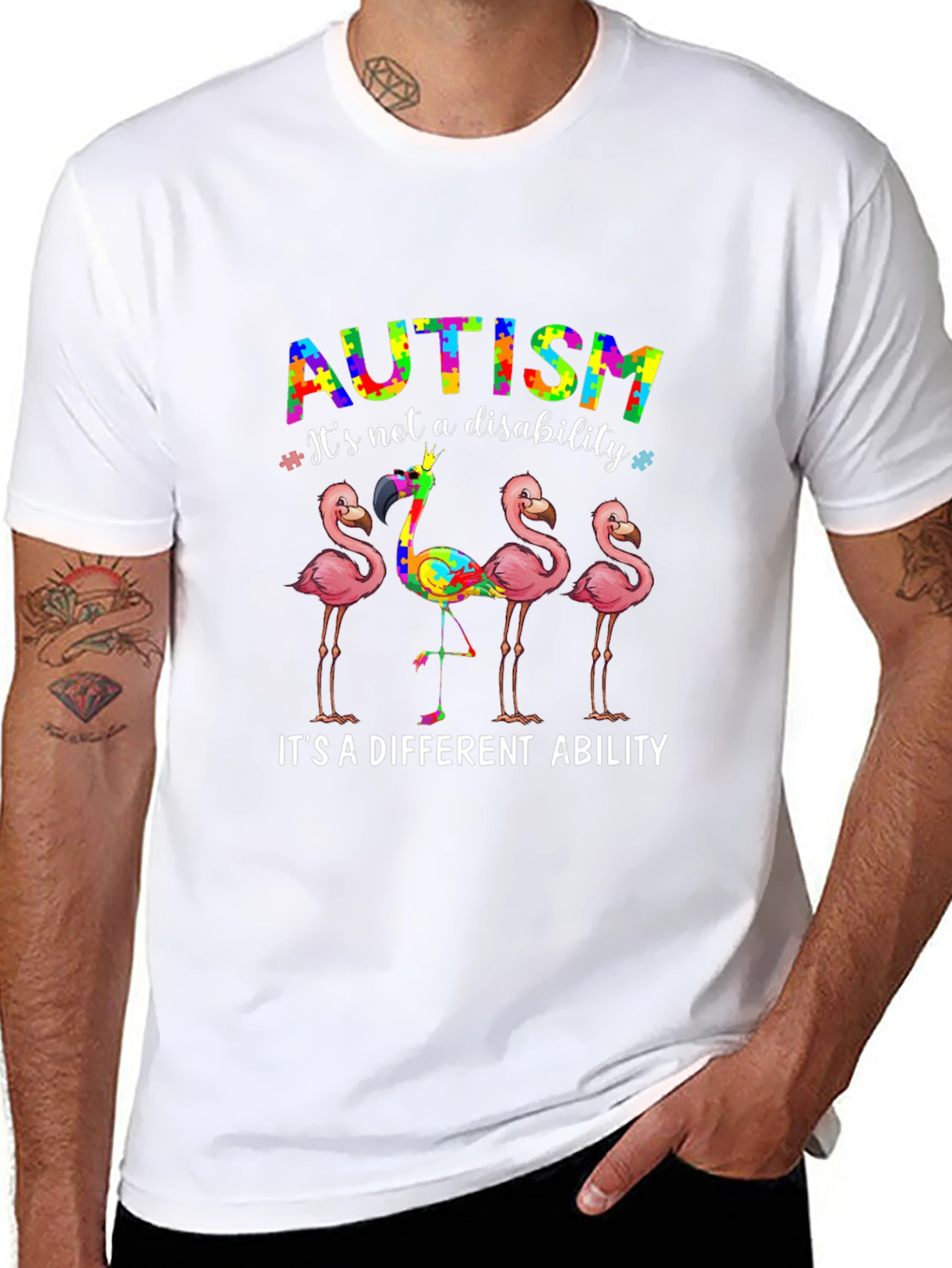Autism Awareness Flamingo Graphic T-Shirt