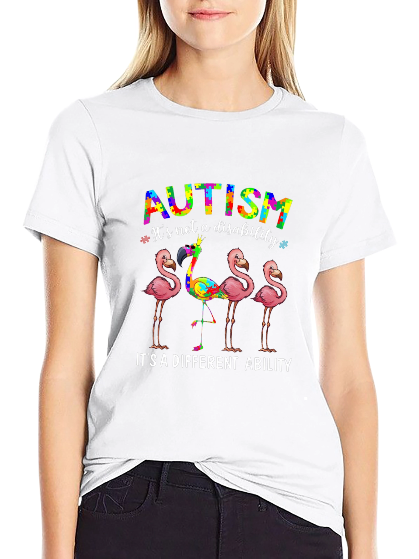 Autism Awareness Flamingo Graphic T-Shirt