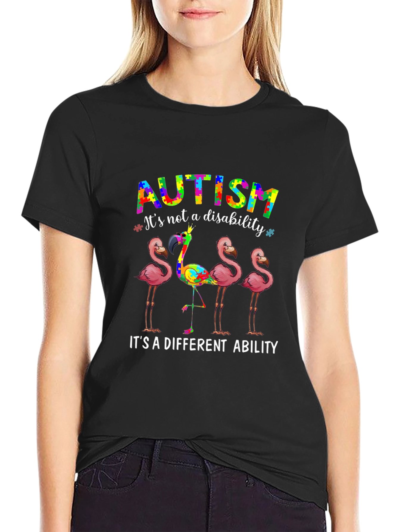 Autism Awareness Flamingo Graphic T-Shirt